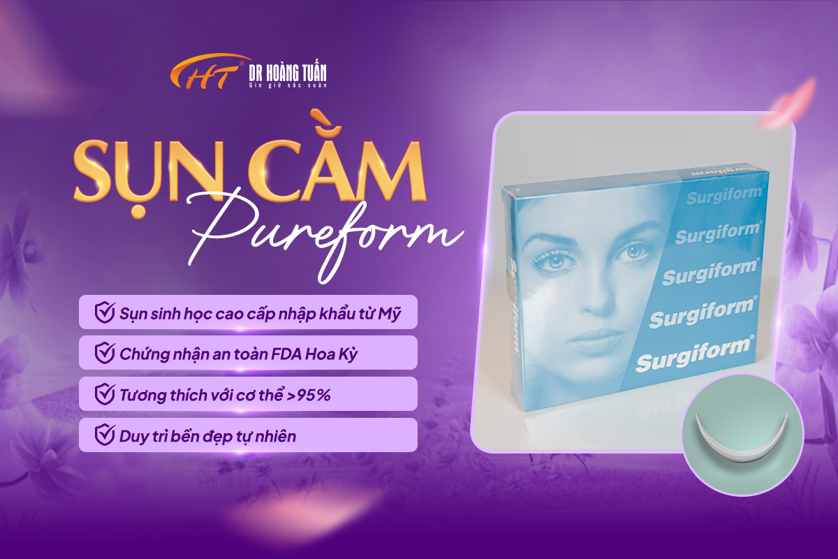 Độn cằm Pureform sử dụng chất liệu sụn sinh học cao cấp nhất hiện nay có xuất xứ từ Mỹ